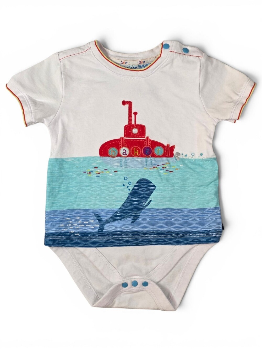 Baker by Ted Baker Baby Submarine Whale Bodysuit Tee 12-18M Vacation Summer